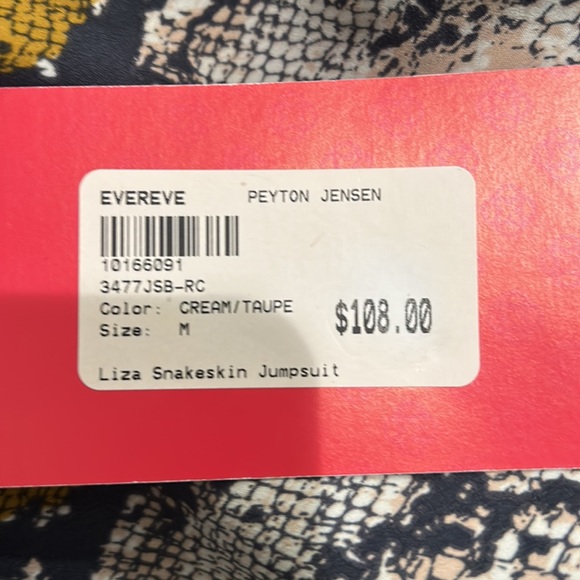 Evereve Peyton Jensen Lisa Snakeskin Jumpsuit. Never Worn Tags Attached - Picture 8 of 8